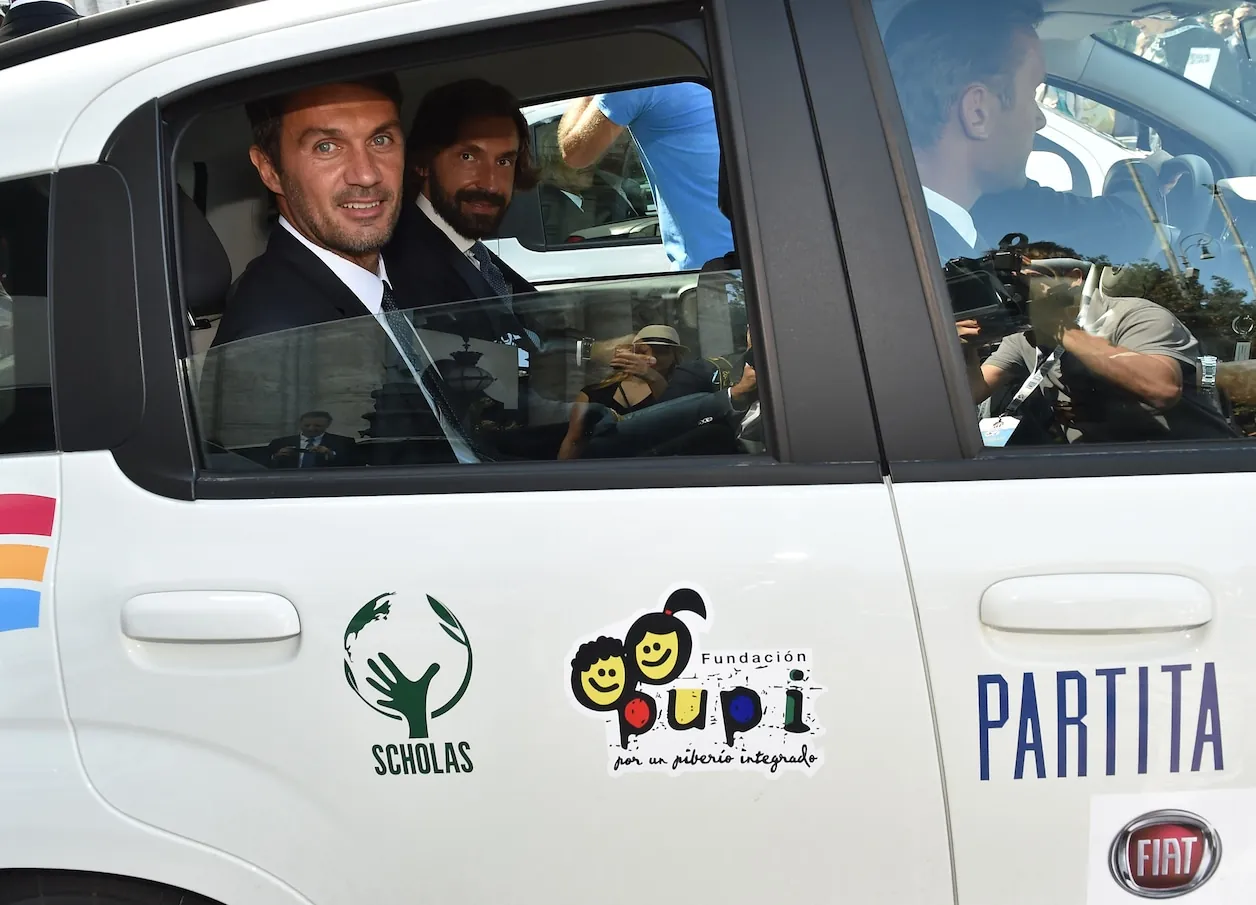 Paolo Maldini en Andrea Pirlo in 2014.© Getty Images