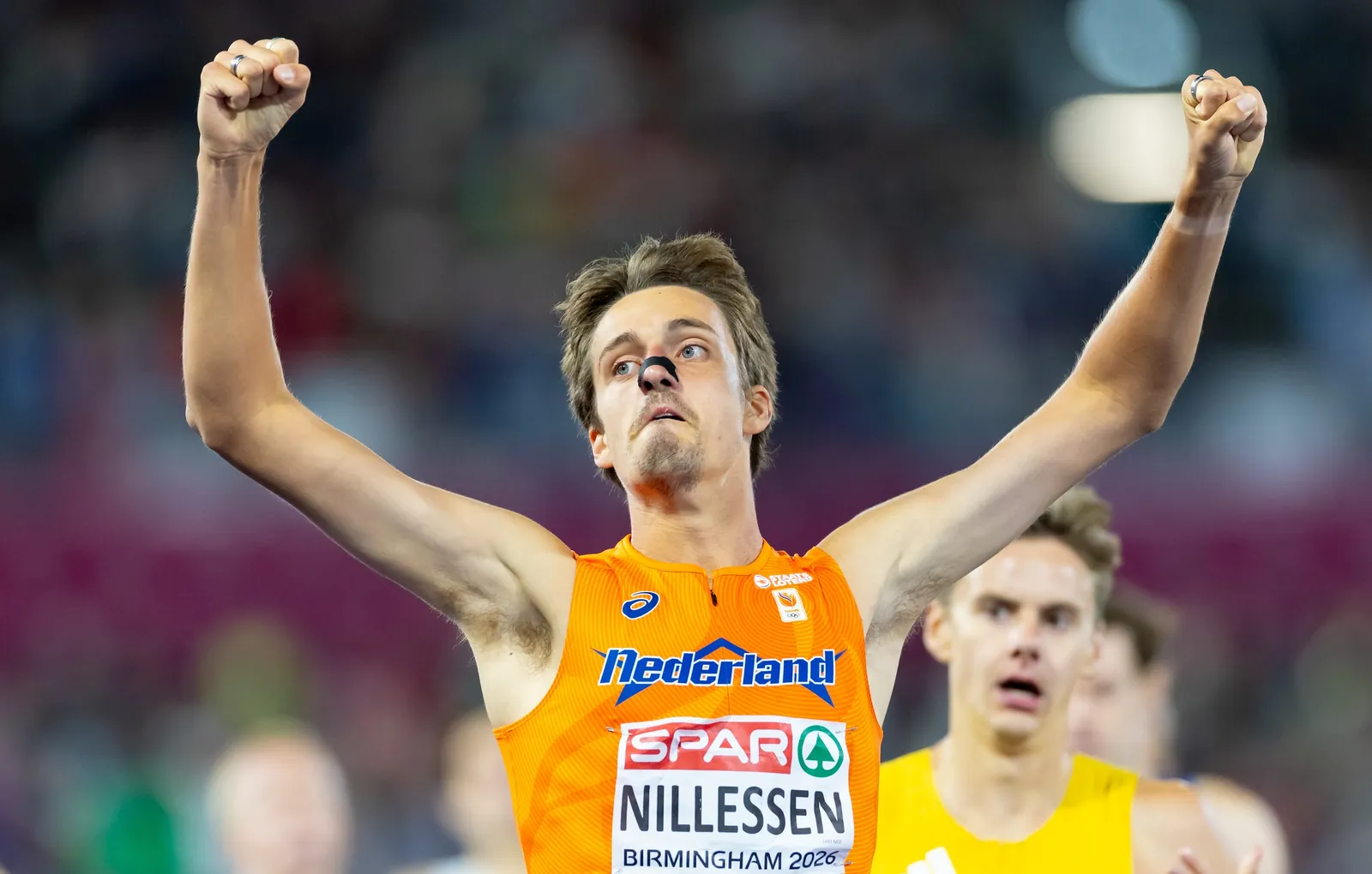 Stefan Nillessen na afloop van de finale 1500 meter op de zesde dag van de EK atletiek.BronANP