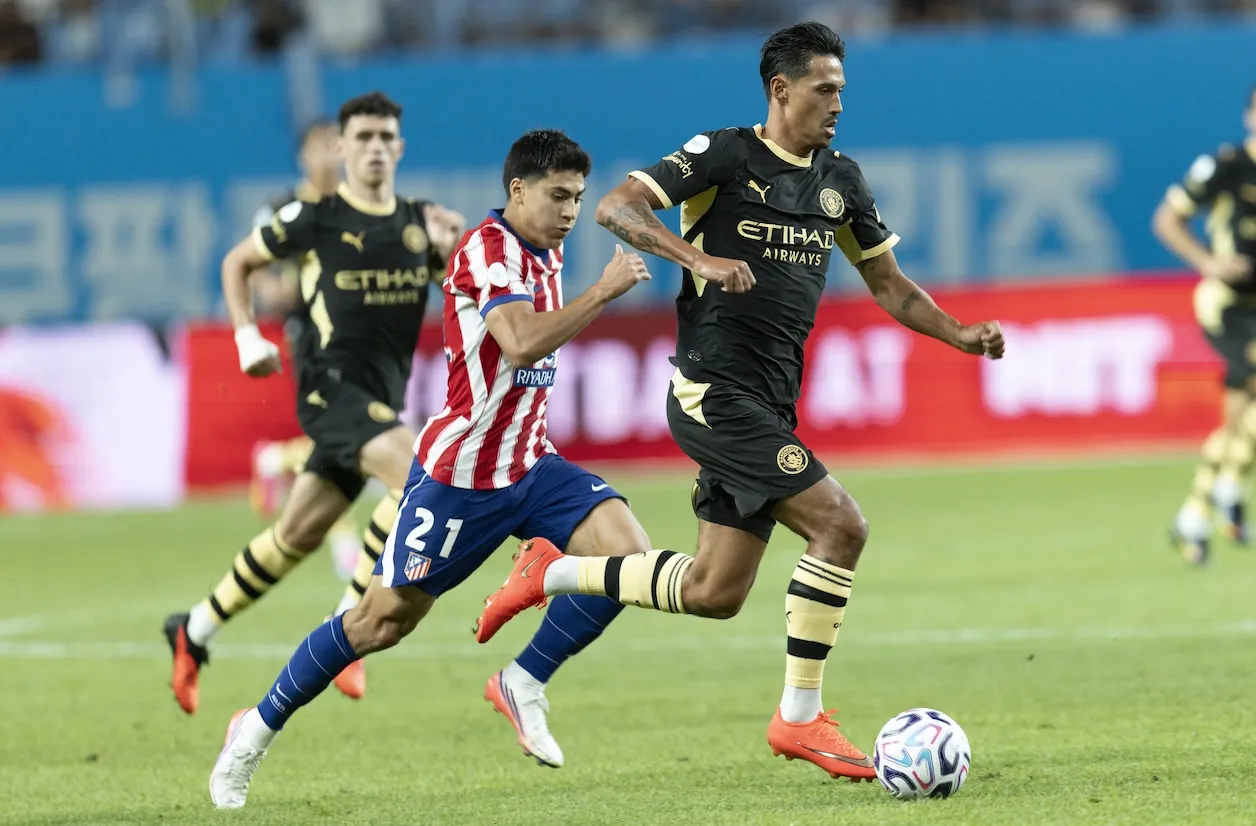 Tijjani Reijnders afgelopen week in Seoul in actie tegen Atlético Madrid.© ANP / EPA