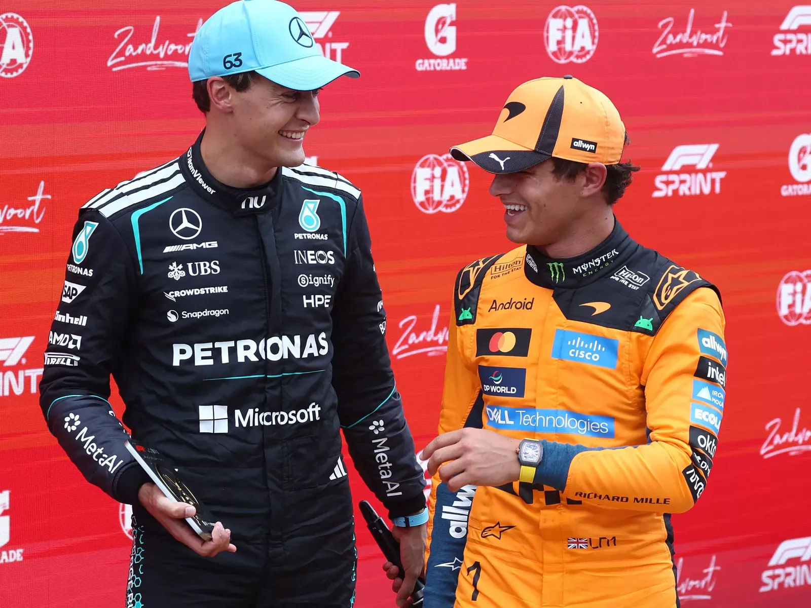 Russell en Norris kunnen lachen na de sprintrace